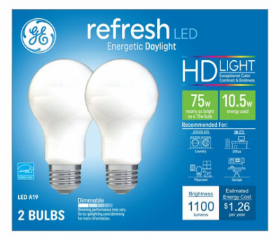 93129422 Light Bulb, 75 W Equivalent, Medium Lamp Base, Dimmable, Daylight, 5000 K Color Temp