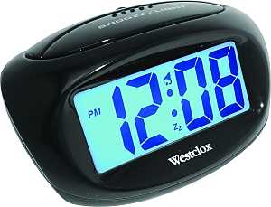 70043 Alarm Clock, LCD Display, Plastic Case, Black Case