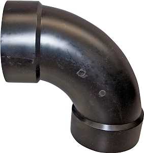 102278BC Pipe Elbow, 3 in, Hub, 90 deg Angle, ABS, Black, SCH 40 Schedule