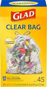 22337 Trash Bag, 13 gal, Plastic, Clear