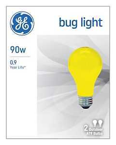 93130582 Bug Bulb, 90 W, A19 Lamp, E26 Medium Lamp Base, 700 Lumens, Yellow, 1000 hr Average Life