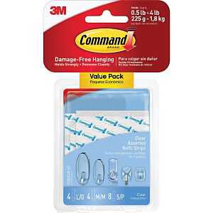 17200CLR-16ESF Assorted Refill Strip, 3/4 in W, 5 in L, Plastic Backing, Clear