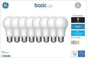 46779 LED Light Bulb, A19 Lamp, 60 W Equivalent, E26 Medium Screw-In Lamp Base, No, Frosted, Daylight