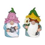 ZAC84G4129 Garden Statue, 14 in H, Mr. and Mrs. Garden Gnome, Polyresin, Multi-Color