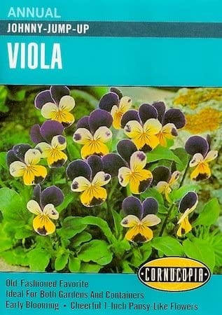 201 Viola Johnny Jump-Up Seed, Viola Tricolour, Early Spring, Late Fall Planting, Blue/Purple/Yellow Bloom