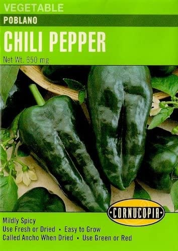 282 Poblano Chile Seed, Pepper, Capsicum Annuum, Spring Planting, 650 mg