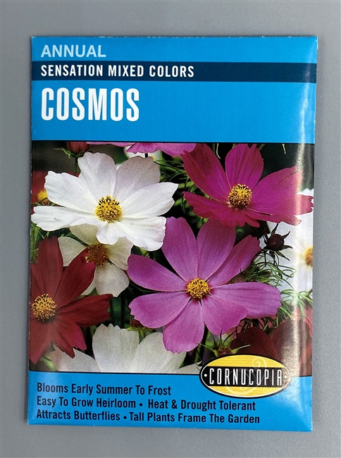 116 Cosmos Sensation Mix, Cosmos Bipinnatus, All Season Bloom, Pink/Rose/White Bloom, 750 mg