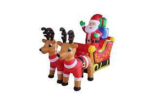 93022 Inflatable Santa Sleigh, 4 ft H, Polyester, Multi-Color, Internal Light