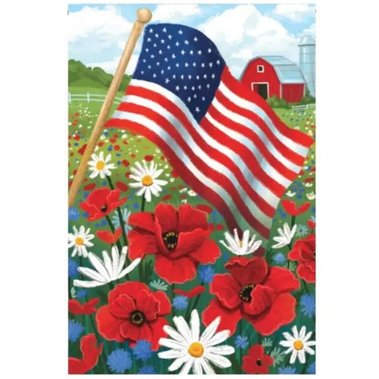 14S13578 Garden Flag, 18 in L, 12-1/2 in W, American Field, Polyester