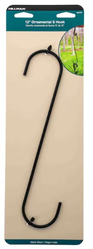 9987747 Plant S Hook, 12 in L, 12 in H, Steel, Black