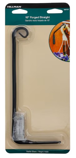 9987757 Plant Bracket, 10 in L, 4 in H, Steel, Black