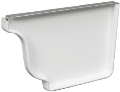 33006 K-Style Gutter End Cap, 5 in L, 3.54 in W, Steel, White