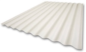 Super 600 Series C25SF.229 Corrugated Roofing Panel, 8 ft L, 26 in W, Fiberglass, Clear, Smooth