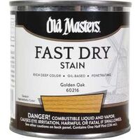 60216 Fast Dry Wood Stain, Semi-Transparent, Oil Base, Golden Oak, Liquid, 0.5 pt, Can