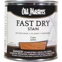 60916 Fast Dry Wood Stain, Semi-Transparent, Oil Base, Cedar, Liquid, 0.5 pt, Can
