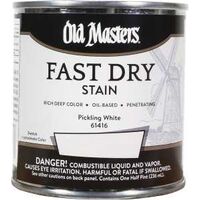 61416 Fast Dry Wood Stain, Semi-Transparent, Oil Base, Pickled White, Liquid, 0.5 pt, Can