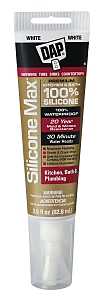Dap Silicone Max 08795 Kitchen and Bath Sealant, Gloss White, 24 hr Curing, -35 to 140 deg F, 2.8 fl-oz, Cartridge