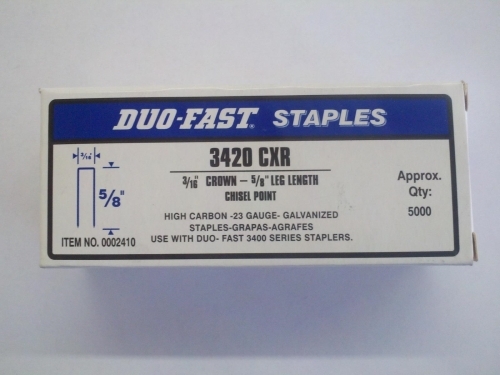 2410 Pneumatic Staple, 3/16 in W Crown, 5/8 in L Leg, 23 ga Gauge, Galvanized