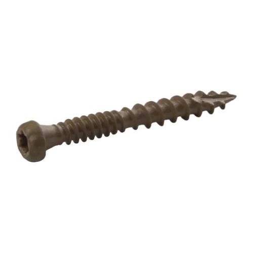 L3CSB1 Deck Screw, #9 Thread, 3 in L, T20 Drive Size, Steel, Dual Thread, Pancake Head, Star Drive, Type 17 Point, 1 lb, Brown