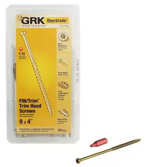 FIN/Trim 117760 Finishing Screw, #9 Thread, 4 in L, Trim Head, Star Drive, Zip-Tip Point, Steel, Climatek, 50 PK