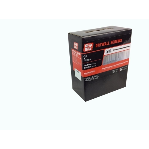 3DWS5 Screw, #8 Thread, 3 in L, Fine Thread, Bugle Head, Phillips Drive, Sharp Point, Steel, Black Phosphate