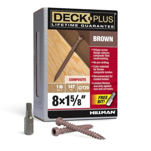 Deck Plus Brown Deck Screw - 5lb Box (#8 x 1-5/8")