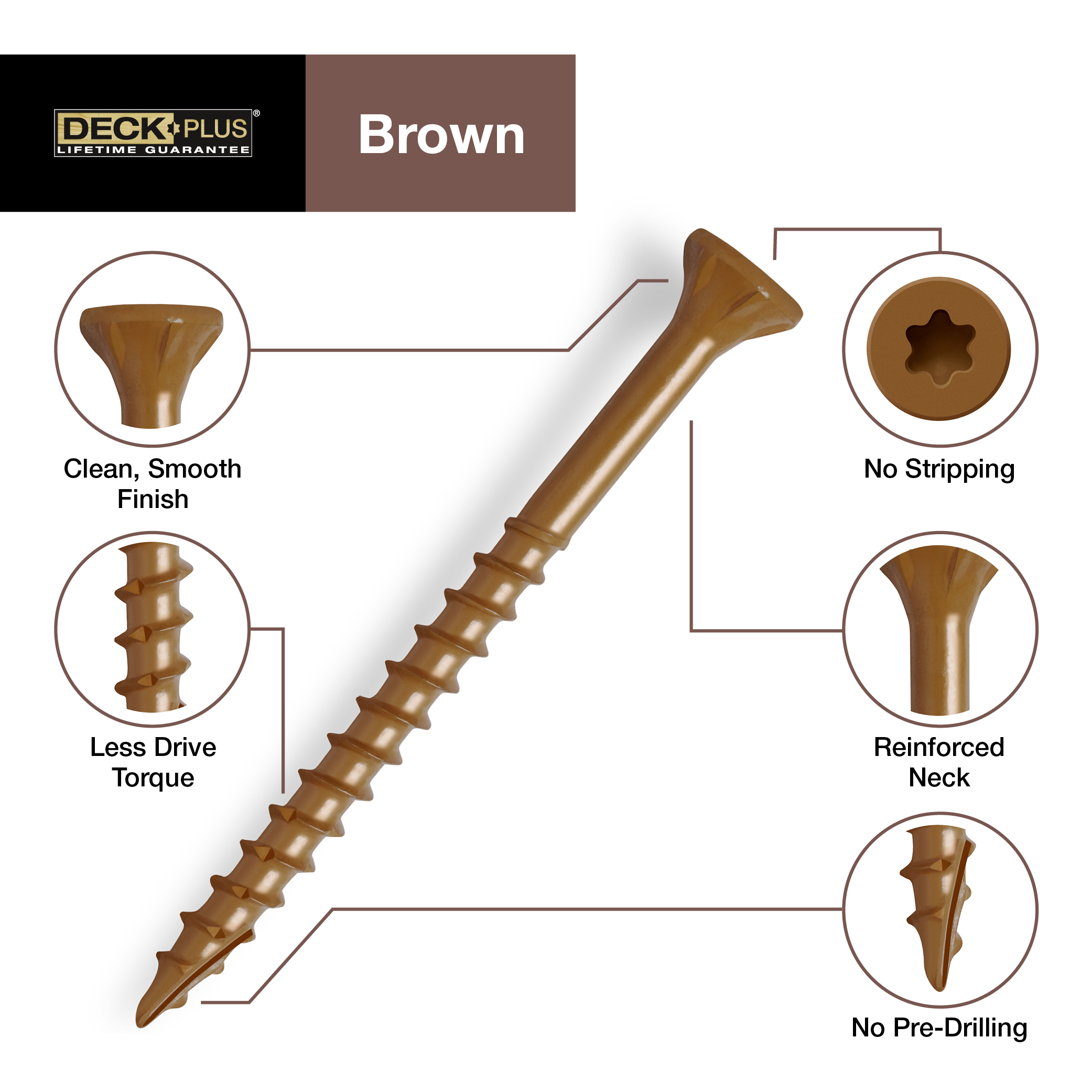 Deck Plus Brown Deck Screw - 1lb Box (#10 x 3-1/2")