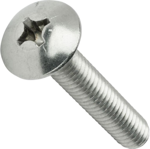 88617 Machine Screw, M4-0.7 Thread, 20 mm L, Coarse Thread, Truss Head, Phillips Drive, Steel, Zinc