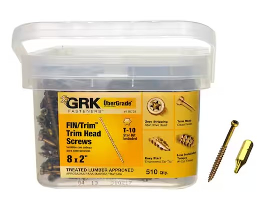 FIN/Trim 16728 Screw, #8 Thread, 2 in L, Trim Head, Star Drive, Brass, Steel, 725 PAIL