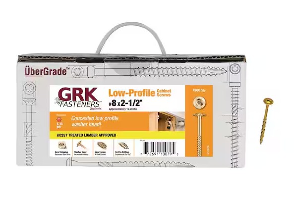 10079 Cabinet Screw, #8 Thread, 2-1/2 in L, Washer Head, Star Drive, Steel, 1500 BX