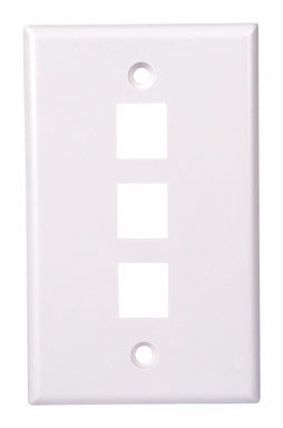 Just Hook It Up 140682-00 Keystone Wall plate, 1 -Gang, 3 -Port, Plastic, White