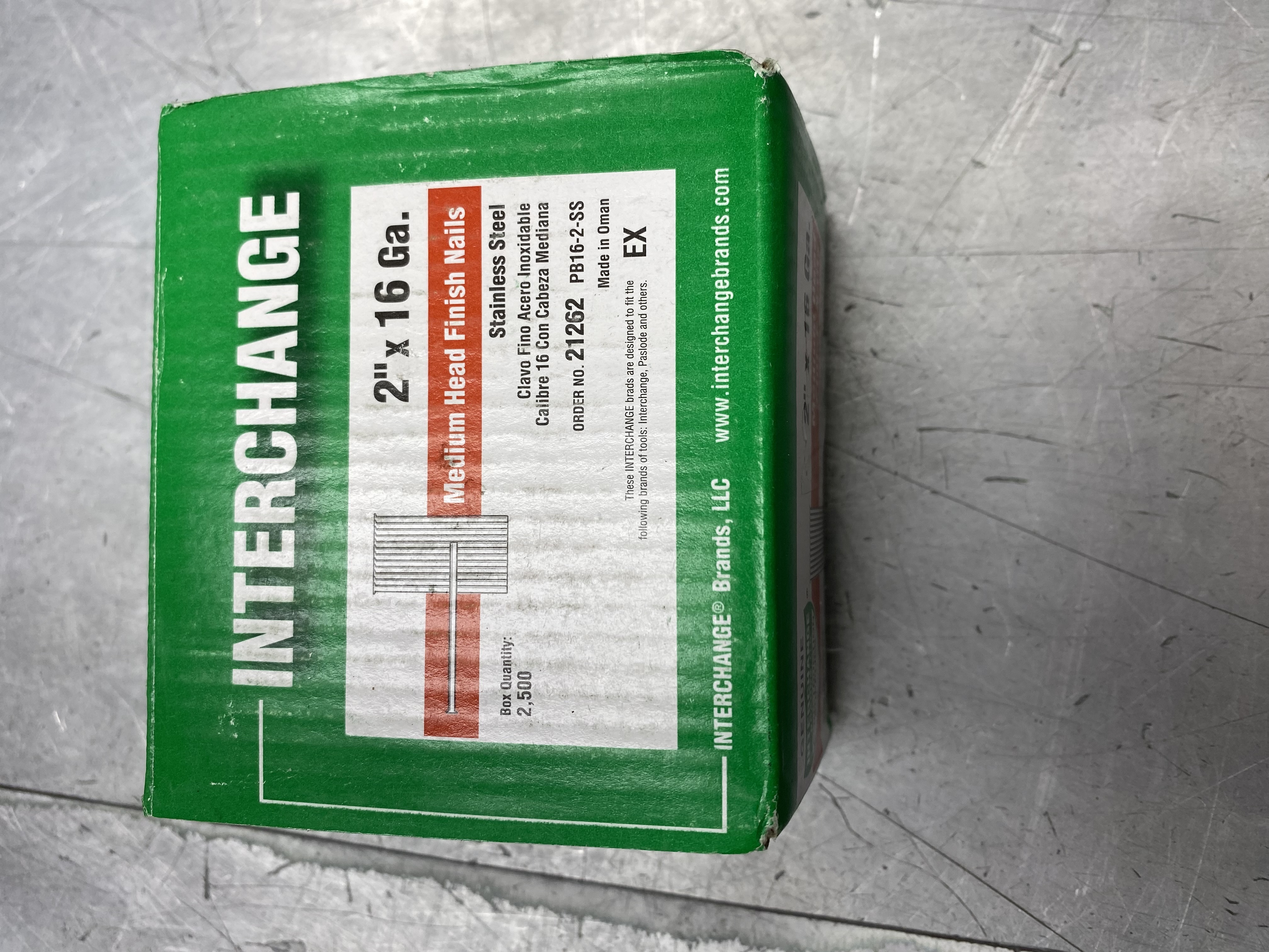 ICB 21262 2" x 16-Gauge Stainless Steel 2,500 Count