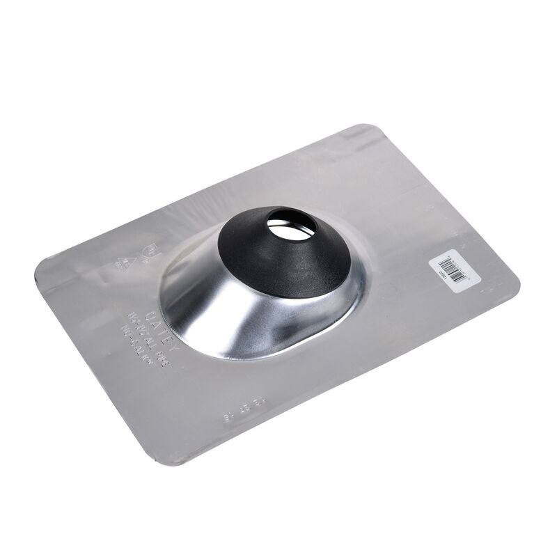 No-Calk 12920 Roof Flashing, 12-1/2 in OAL, 9 in OAW, For 1-1/4 to 1-1/2 in Pipe, Aluminum, Standard, Silver