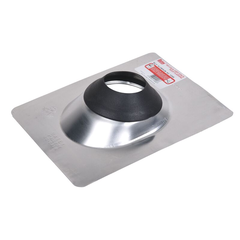 No-Calk 12958 Roof Flashing, 15 in OAL, 12 in OAW, For 4 in Pipe, Aluminum, Standard, Silver