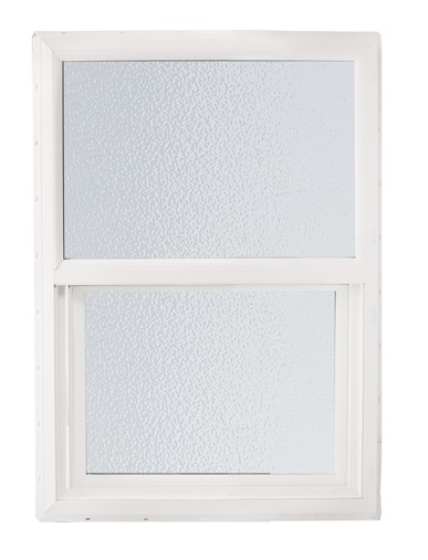 ABI 2030 500 Series Dual Pane Single Hung Window, Low-E Agron Insulated Glass, Obscured, 1/1, White, Vinyl
