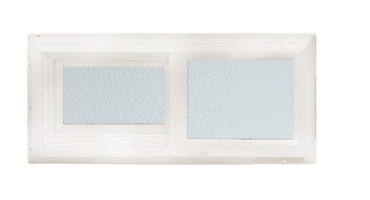 ABI 2010 500 Series Dual Pane Sliding Window, Low-E Argon Insulated Glass, Obscured, 1x1, White, Vinyl