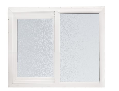 ABI 2020 500 Series Dual Pane Sliding Window, Low-E Argon Insulated Glass, Obscured, 1x1, White, Vinyl