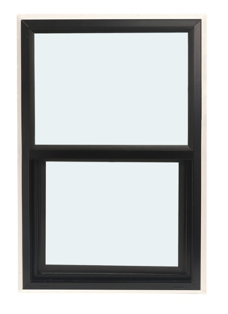 ABI 2030 500 Series Dual Pane Single Hung Window, Low-E Agron Insulated Glass, 1/1, White/Black, Vinyl
