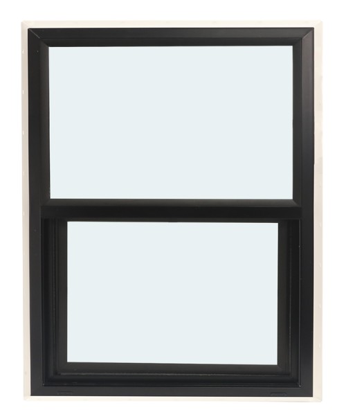ABI 2830 500 Series Dual Pane Single Hung Window, Low-E Agron Insulated Glass, 1/1, White/Black, Vinyl