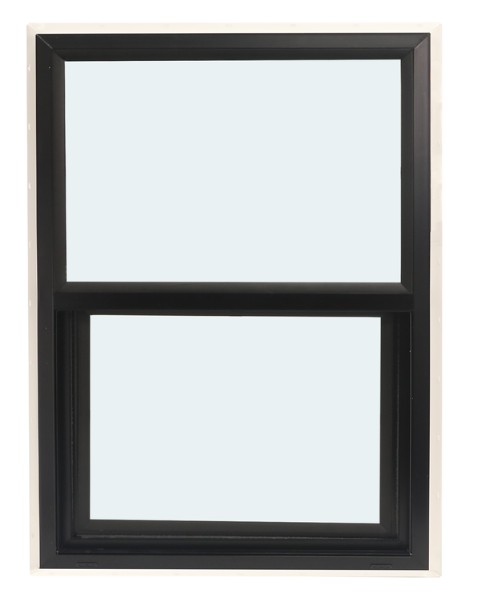ABI 2844 500 Series Dual Pane Single Hung Window, Low-E Agron Insulated Glass, 1/1, White/Black, Vinyl