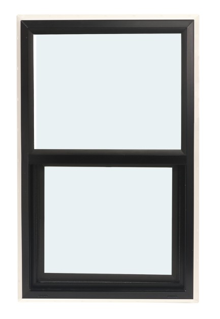 ABI 2850 500 Series Dual Pane Single Hung Window, Low-E Agron Insulated Glass, 1/1, White/Black, Vinyl
