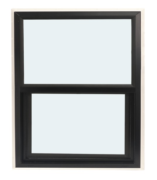 ABI 3030 500 Series Dual Pane Single Hung Window, Low-E Agron Insulated Glass, 1/1, White/Black, Vinyl