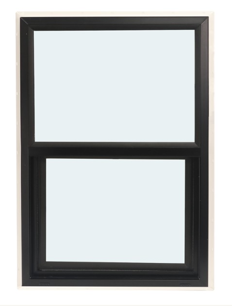 ABI 3040 500 Series Dual Pane Single Hung Window, Low-E Agron Insulated Glass, 1/1, White/Black, Vinyl