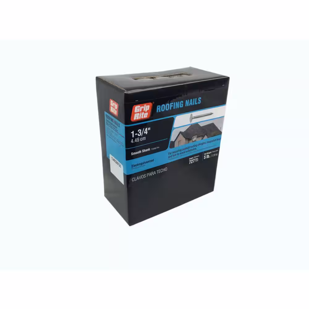 134EGRFG5 Roofing Nail, 1-3/4 in L, Wide Flat Head, 11 ga, Steel, 727/BX