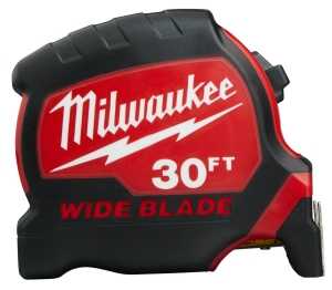 48-22-1230 Tape Measure, 30 ft L Blade, 1-19/64 in W Blade, Steel Blade, ABS Case, Black/Red Case