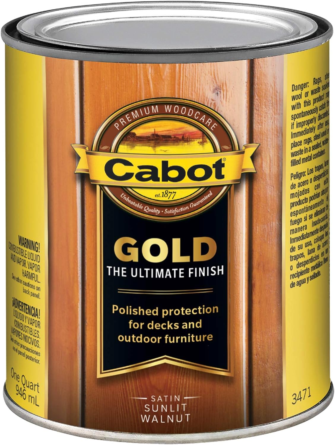 140.0003471.005 Wood Conditioning Stain, Gold Satin, Liquid, Sun Lit Walnut, 1 qt, Can