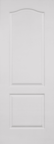 36 in x 80 in, Arch Top, 2 Panel, Textured, Hollow Core, Primed, Interior Prehung Door, Left Hand, Satin Nickel Hinges