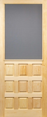 32 in x 80 in, Raised Panel, Solid Wood, Screen Door