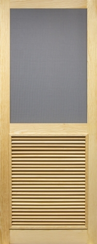 2868LVR-B Louvered Screen Door, 2 ft 8 in W, 6 ft 8 in H, Wood