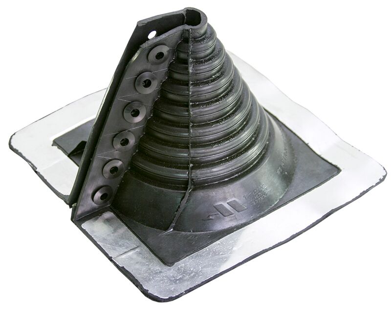 Retro Master Flash 14049 Roof Flashing, 8 in OAL, 8 in OAW, For 1/2 to 4 in Pipe, EPDM/Aluminum, Black/Silver